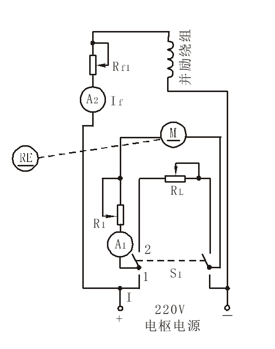 并勵(lì)電動(dòng)機(jī)能耗制動(dòng)接線圖